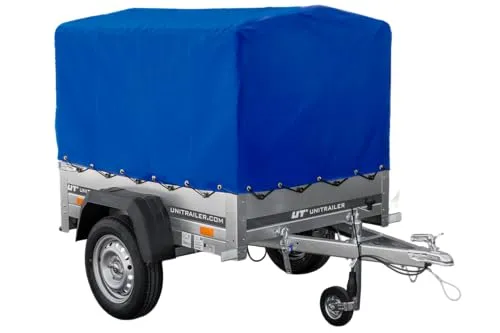 Anhänger 150 KIPP 150x106 cm mit blauer Hochplane von Unitrailer