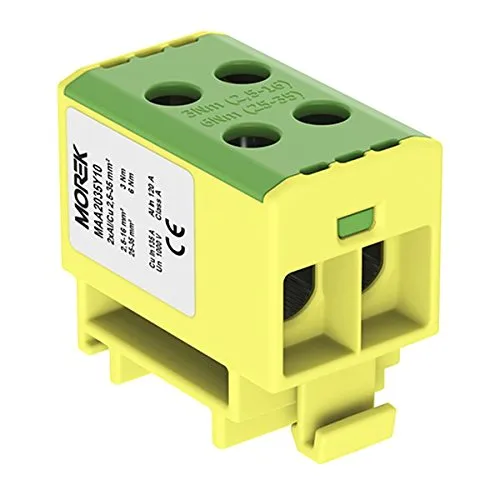 Verteilerblock f. Al/Cu geeignet 4x2,5-35mm2 gelb-grün 1pol. 1000V AC/DC Klemme isolert OTL 35-2 MAA2035Y10 Morek 4054