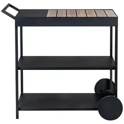 Wenko Servierwagen ''Miro'' in Schwarz - Stilvoller Küchenwagen - Küchenwagen aus FSC®-zertifiziertem Akazienholz und Metall, bietet stabilen Stand und elegantes Design für Ihre Küche.