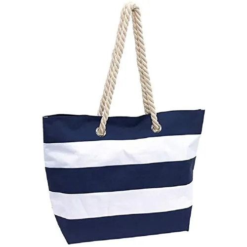 TOPICO Strandtasche Sylt, blau/weiß, ca. 47 x 17 x 34cm (bxtxh)