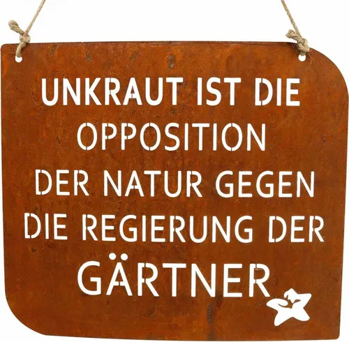 Humorvolles Gartenschild mit Spruch Rostdeko für Garten