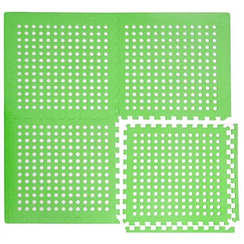 EYEPOWER 1cm Dicke Poolmatte Bodenmatte 1,59qm Bodenfolie Bodenfliese Unterlage für Pool Robustes Stecksystem mit Lüftung rutschfest Grün