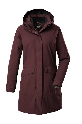 killtec Damen Funktionsparka/Parka wasserdicht mit abzippbarer Kapuze KOW 18 WMN PRK, dunkelweinrot, 50, 43313-000