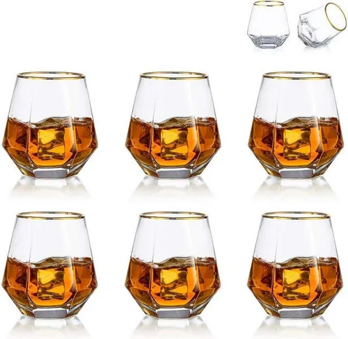 6er-Set Diamond Whisky Glasses 300 ml in gold von Diamond