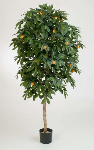 Kunstbaum Mandarinen Orangen Baum 110 cm - Künstlicher Mandarinen Orangen Baum mit 1030 Blättern, ideal für drinnen, pflegeleicht und dekorativ für jeden Raum.