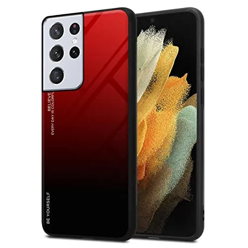 Cadorabo Hülle kompatibel mit Samsung Galaxy S21 Ultra Schutzhülle TPU Silikon Case Glas Slim Kratzfest Weiche Gummi mit Rundumschutz Case Hülle für Galaxy S21 Ultra in Schwarz