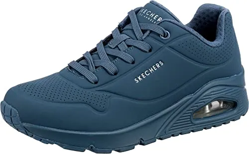 Skechers Damen UNO Stand ON AIR Sneaker, BLU, 42 EU - Damen-Sneaker mit flexibler Gummisohle und 2,5-cm-Absatz, perfekter Tragekomfort durch weiches Durabuck-Obermaterial.