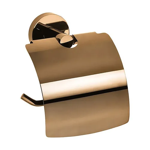 BORAL Papierrhalter Gold Kupfer poliert - Eleganter Papierrhalter für Bad & WC, aus hochwertigem Messing mit polierter Oberfläche in Gold Kupfer, ideal zum Bohren oder Kleben.