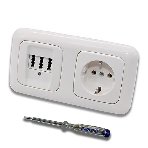 Busch Jäger Unterputz Telefondose Set mit EBROM Phasenprüfer