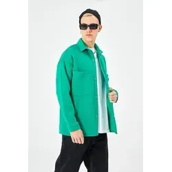 Hemdjacke aus Baumwolle in Oversize Fit Übergangsjacke (M) Grün - Grün
