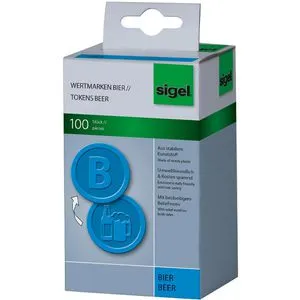 Sigel Wertmarken WM005, Bier, Chips aus PP, blau, Ø 25mm, 100 Stück