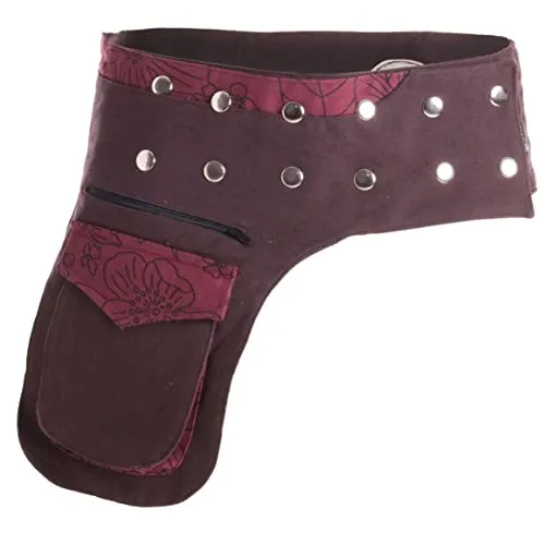 vishes - Gürteltasche aus Baumwolle - mit Druckknöpfen aus Bauwolle Größe 32 bis 40 (Braun-Dunkelrot)