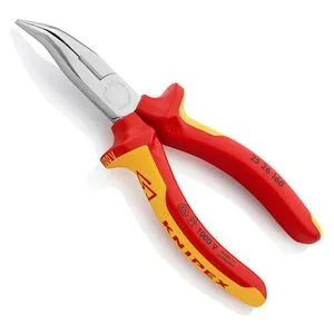 Knipex 25 26 160 VDE Flachrundzange 40° gebogen - Zangen für präzise Greif- und Schneidarbeiten, gefertigt aus hochwertigem Chrom-Vanadium Elektrostahl, mit induktiv gehärteten Schneiden für höchste Langlebigkeit.