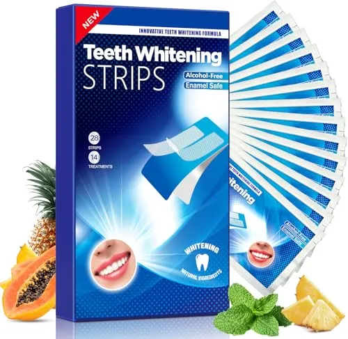 Whitening Strips Zähne Aufhellen Stripes: Bleaching Zähne Stripes, 28 Zahn Bleaching Stripes 14 Anwendungen, Zahnschmelz-sicher - Ohne Schmerzempfindlichkeit, White Stripes Zähne Bleaching zuhause