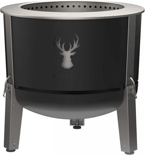 Masuria Feuerschale Wild Alpha 600 Schwarz Hirsch - Rauchfrei Grillen - Feuerschalen – Die Alpha 600 bietet eine rauchfreie Technologie, die Rauch um bis zu 95% reduziert. Vielseitig als Grill einsetzbar, ideal für unvergessliche Outdoor-Momente!