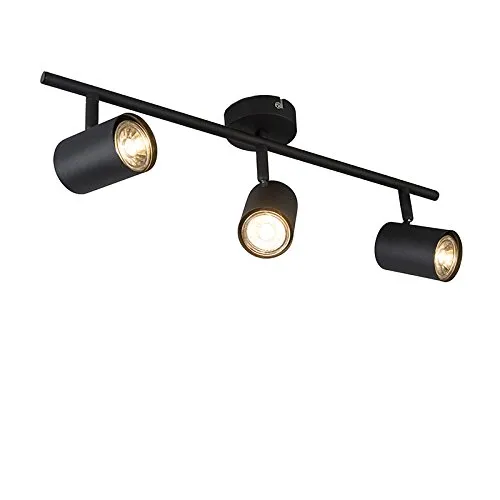 QAZQA Jeana 3-flammiger Deckenspot - Schwarz, dimmbar - Entdecke die vielseitige Jeana-Serie! Dieser moderne Deckenspot überzeugt durch sein schlankes Design und die flexible Lichtrichtung. Ideal für dein Zuhause oder Büro – perfekt für individuelle Beleuchtung!