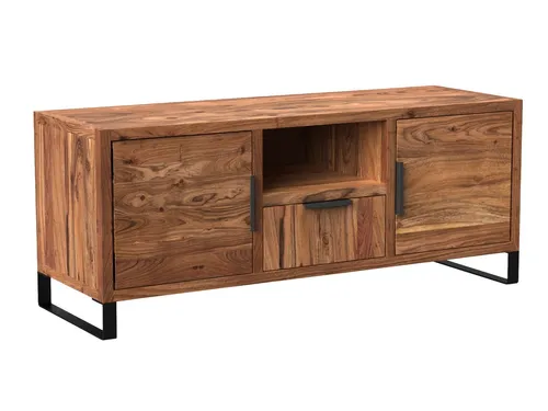 massivum Lowboard TV-Bank Sydney - Massivholz Akazie - TV-Halterung aus massivem Akazienholz, 134 cm breit, bietet 2 Türen und 1 Schublade für Stauraum, ideal für stilvolle Wohnzimmer.