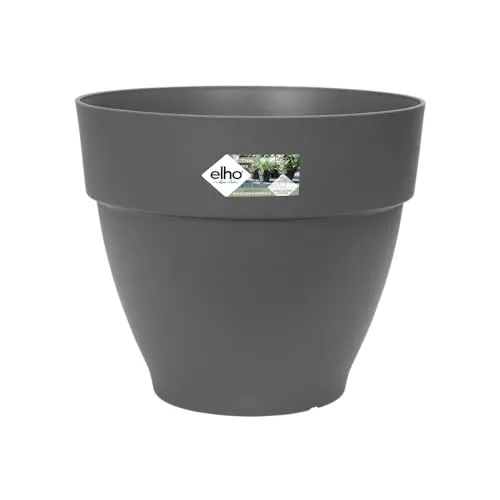 elho Vibia Campana Rund 30 - Blumentopf für Außen - Ø 29.8 x H 25.8 cm - Schwarz/Anthracite