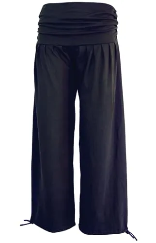 GURU SHOP Goa Psytrance Hose - Damen Baumwoll Sommerhose in Schwarz - Yoga-Hosen für Damen, aus elastischem Material für optimale Bewegungsfreiheit und anpassbare Pluderhose für den perfekten Style auf dem Dancefloor.