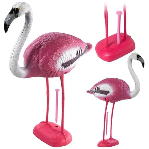 KADAX Garten-Flamingofigur, 80cm Dekofigur Flamingo, Gartenstecker aus Kunststoff, Gartenfigur exotischer Vogel, rosa Teichfigur, Gartendeko für Teich (1 Stück)