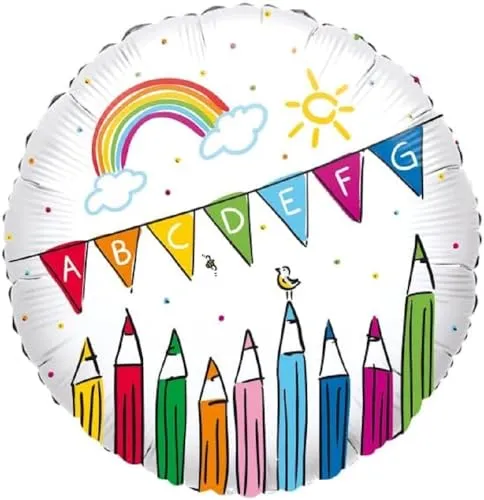 Amscan Standard Folienballon Schulstart Folienballon S40 verpackt 43 cm, Bunt