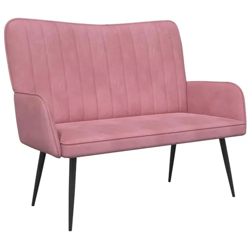 vidaXL Zweisitzer Sofa Rosa 115 x 61 x 87 cm - Elegantes Zweisitzer-Sofa in Rosa, ideal für Wohnzimmer oder Schlafzimmer. Der weiche Samtbezug sorgt für hohen Sitzkomfort, während das kompakte Design Platz spart. Perfekt für entspannte Abende und stilvolle Akzente in deinem Zuhause.