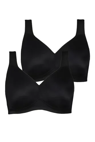 Ulla Popken Damen Mikrofaser BH 2er Pack, schwarz von Ulla Popken