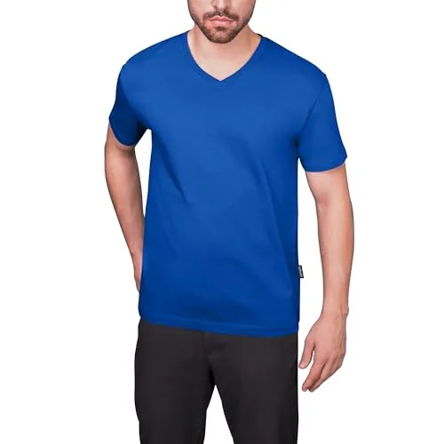 HRM Herren Luxury V-Neck Tee, royalblau, Gr. 2XL I Premium T-Shirt Herren V-Ausschnitt aus 100% Bio-Baumwolle I Basic T-Shirt bis 60°C waschbar I Hochwertige & nachhaltige Herren-Bekleidung