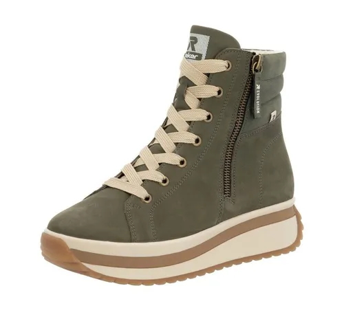 Rieker Damen Schnürstiefel in Grün, Größe 39 - Wanderschuhe mit herausragendem Tragekomfort und cleverer Kombination aus Schnürung und Reißverschluss für einfachen Einstieg. Ultralight TR-Sohle mit weichem EVA-Kern für ein neues Geherlebnis.