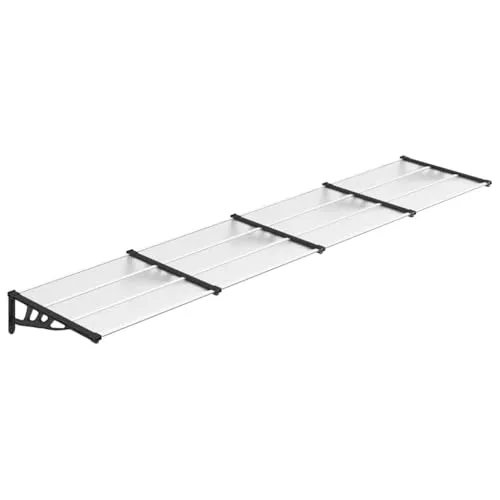 vidaXL Türvordach Überdachung Haustür 396x90cm - Pavillion für optimalen Wetterschutz an deinem Eingang, aus langlebigem Polycarbonat mit stabiler Aluminiumkonstruktion, einfache Montage für Einfamilienhäuser.