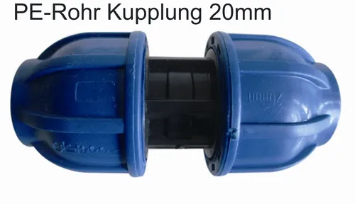 PE Rohr Kupplung Muffe Fitting Ø 20 mm Verschraubung Rohre Verbindung Wasserrohr