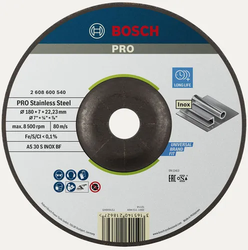 Bosch PRO Stainless Steel Schleifscheibe, 180 x 6 x 22,23 mm Durchmesser mm: 180