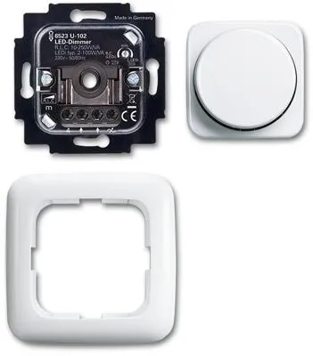 Busch-Jaeger 6523 UJ-214-102 LED-Dimmer-Set - Smart Home Dimmer für universelle LED-Beleuchtung, mit Dreh- und Druckknopf für einfache Steuerung und eleganter Reflex SI-Optik.