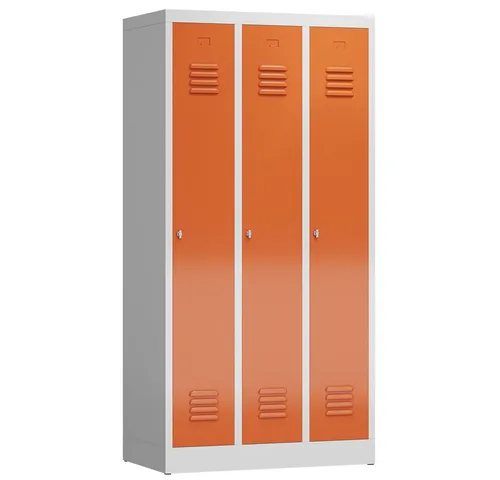 ClassiX Spind X-510134, 3 Abteile mit Drehriegelschloss, rot - Drohnen-Schrank mit 3 Abteilen, ideal für die sichere Aufbewahrung von Ausrüstung. Robuste Stahlblech-Konstruktion mit Pulverbeschichtung und 3 Jahre Garantie.