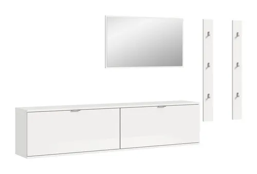 freiraum Garderoben-Set Projekt X, in weiß / weiß hochglanz - 237x191x37cm (BxHxT)