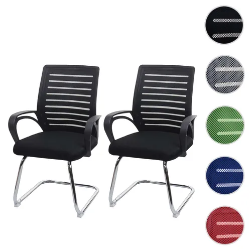 2er-Set Konferenzstuhl HWC-K51 - Ergonomischer Freischwinger, 150kg belastbar - Bürostühle mit ergonomisch geformter Rückenlehne und atmungsaktiver Netzbespannung für höchsten Komfort. Ideal für längere Sitzungen in Praxis oder Büro.