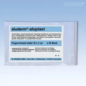 aluderm®-aluplast stabil Fingerverband 18 x 2 cm – 50 Stück - Robuster Fingerverband für sicheren Halt und Schutz. Ideal für die Unterstützung der Pflege in verschiedenen Anwendungen.