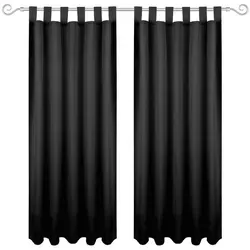 Bestgoodies Dekoschal Ellen Schlaufen Blickdicht 2er Pack - 140x145 cm Schwarz