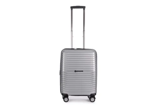 Stratic Bright+ Hartschalen-Koffer Trolley Handgepäck S - Silver - Koffer mit NFC-Chip für Smartphone-Steuerung, wasserabweisend, erweiterbar um 10% und mit TSA-Schloss für maximale Sicherheit auf Reisen.