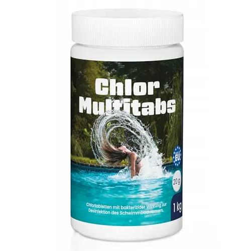 Chlor 5 in 1 Multitabletten für Pool & Whirlpool – 1kg Eimer mit 20g Tabletten