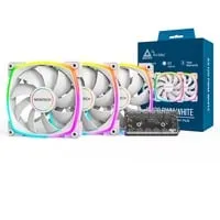 Montech AX120 PWM ARGB Lüfter 3er Pack - 120mm RGB - Gehäuselüfter mit digital adressierbarer RGB-Beleuchtung, PWM-gesteuert für optimale Kühlung, leise und effizient mit bis zu 100,24 m³/h Fördervolumen.