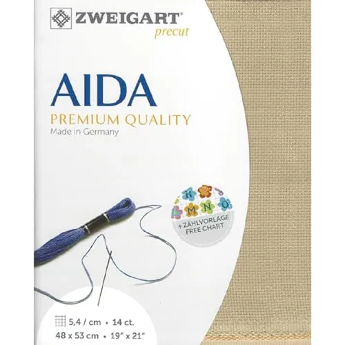 Produktbild Zweigart AIDA precut 14 ct. Stern-Aida 3706 Farbe 309 beige, Handarbeitsstoff für Kreuzstich 48x53cm, Cappuccino