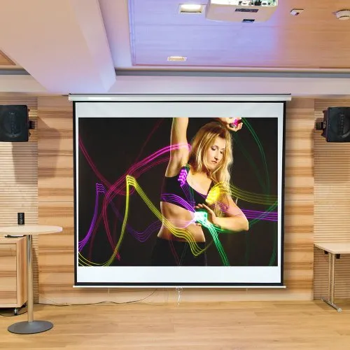 Melko Beamer Leinwand Rolloleinwand 178x178 cm 99 Zoll 16:9 4:3 Heimkino | selbstaufrollend mit stufenloser Arretierung, Wand- und Deckenmontage, lichtundurchlässige Rückseite, Gain-Faktor 1,0, HDTV