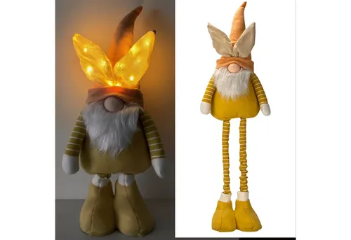 Online-Fuchs Wichtel mit beleuchteten LED Osterhasenohren in gelb von Online Fuchs