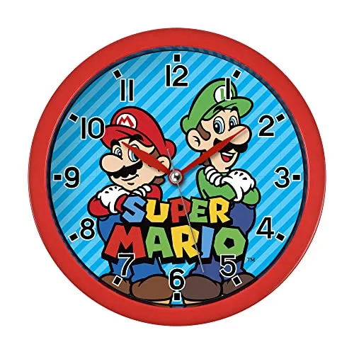 Mario Brothers Wanduhr GSM3047, Rot/Blau