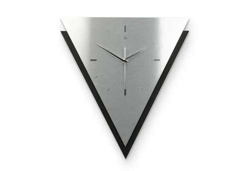 Kreative Feder Wanduhr Dreieckige 3D Designer-Wanduhr „Silver“ in modernem Metallic-Look (ohne Ticken, Funk- oder Quarzuhrwerk, elegant, außergewöhnlich, modern)