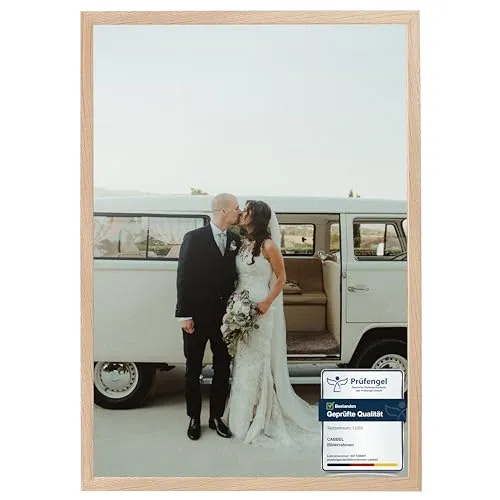 CABBEL 1x Bilderrahmen 60x80 cm Natur Rahmen 1-Pack | Dokumentenrahmen, Collage, Poster | MDF Holz-Posterrahmen Acrylglas | Picture Frame, Puzzlerahmen, Bilder, Fotorahmen zum Aufhängen