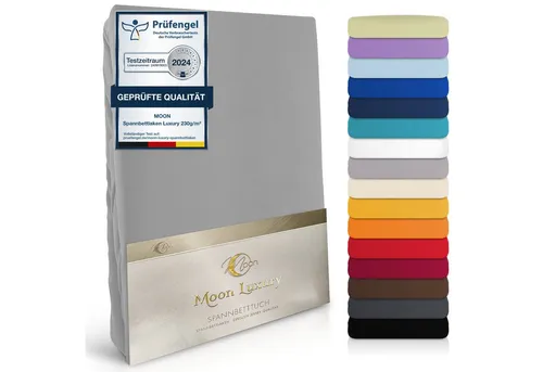 MOON Heimtextilien Spannbettlaken MOON-Luxury Spannbettlaken Jersey Stretch 230g/m², 97% Mako-Baumwolle 3% Elastan