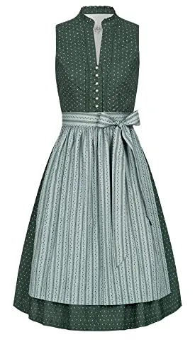 Nübler Dirndl kurz Damen Jette - Festliches 2-teiliges Dirndl im Landhausstil - Kleider, hochwertiges Dirndl mit V-Ausschnitt und floraler Schürze, ideal für Oktoberfest und festliche Anlässe.