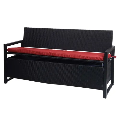Poly-Rattan 3er Sitzbank MCW-F39 in rot von Mendler